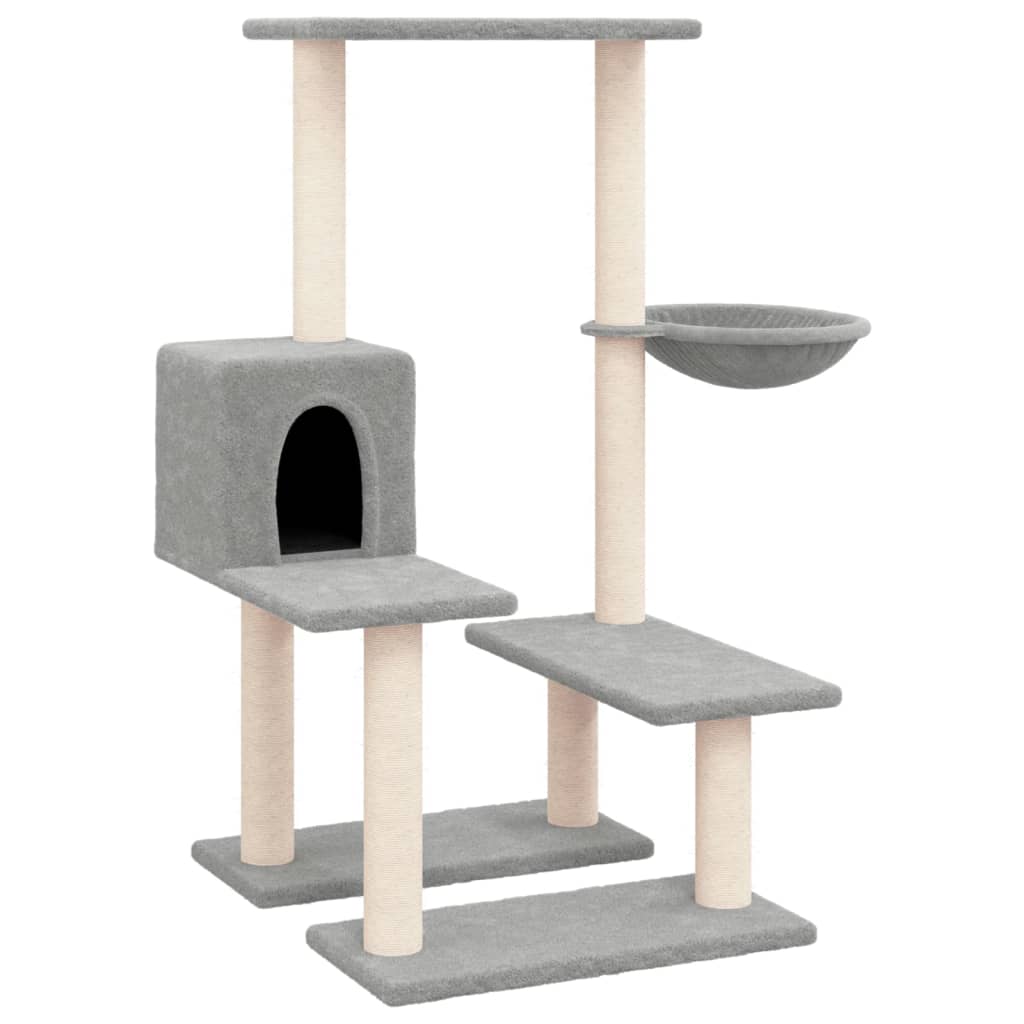 Cat Tree with Sisal Scratching Posts Light Grey 94.5 cm