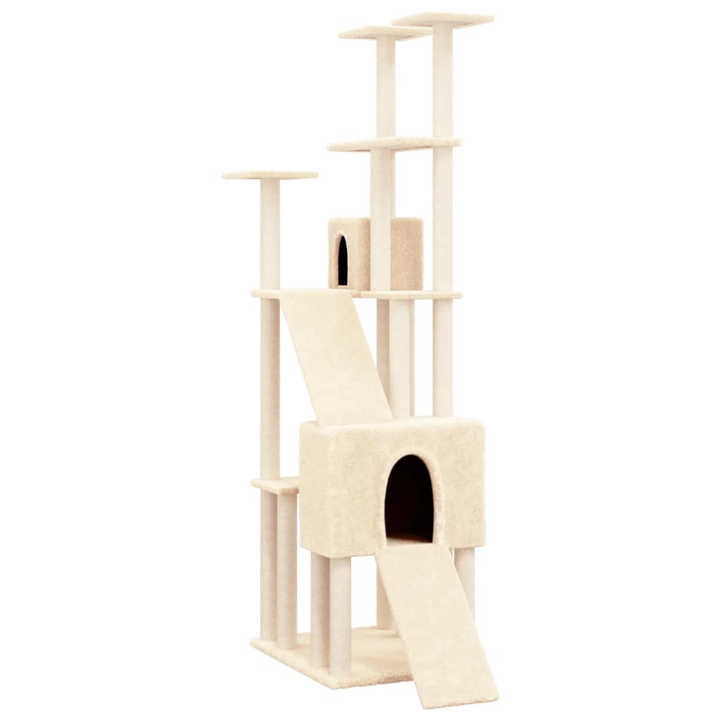 Cat Tree with Sisal Scratching Posts Cream 190 cm