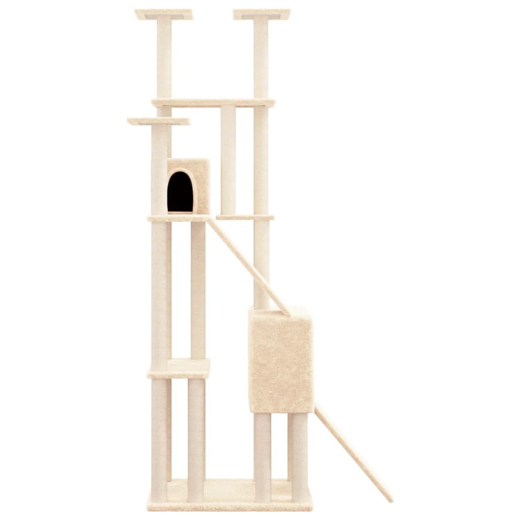 Cat Tree with Sisal Scratching Posts Cream 190 cm