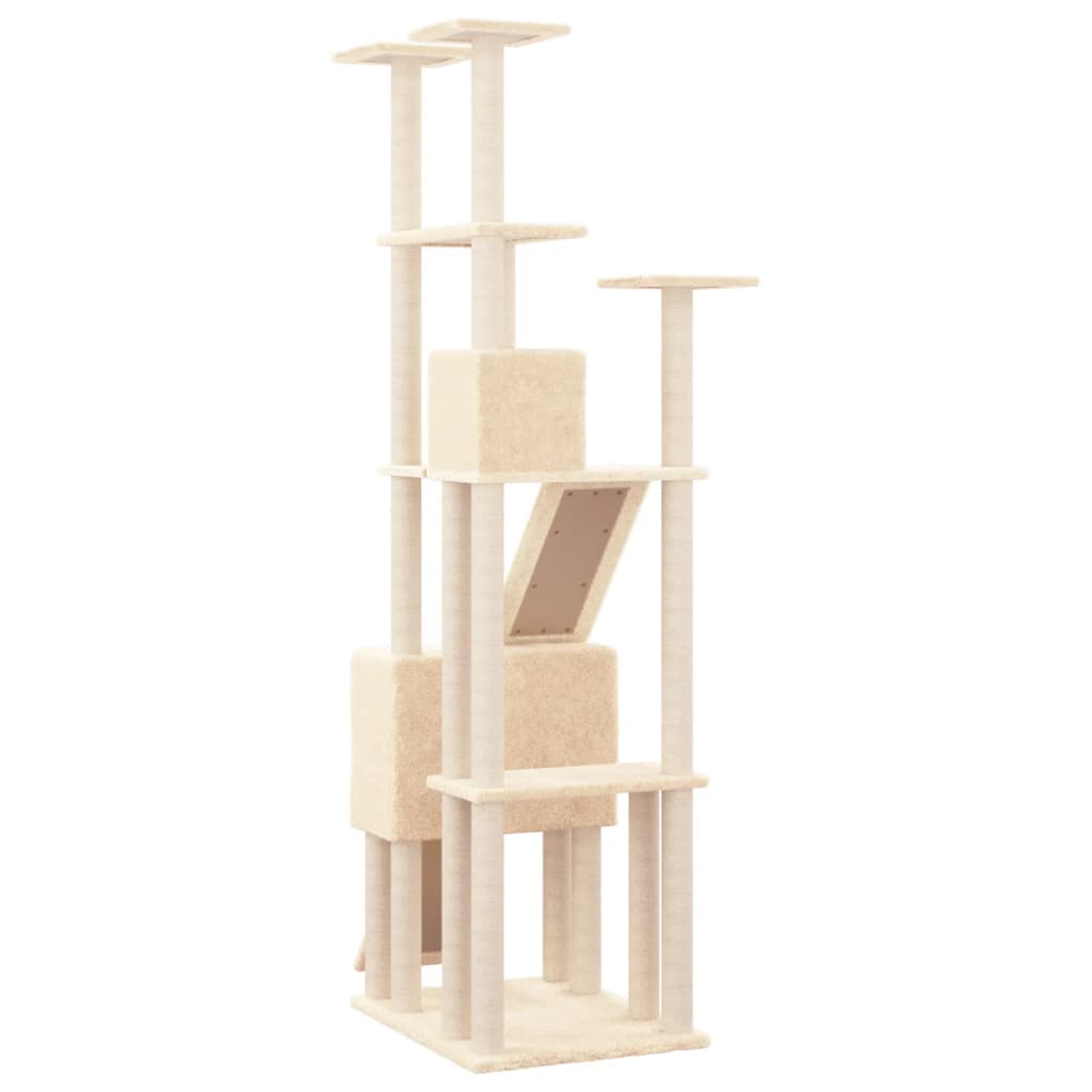 Cat Tree with Sisal Scratching Posts Cream 190 cm