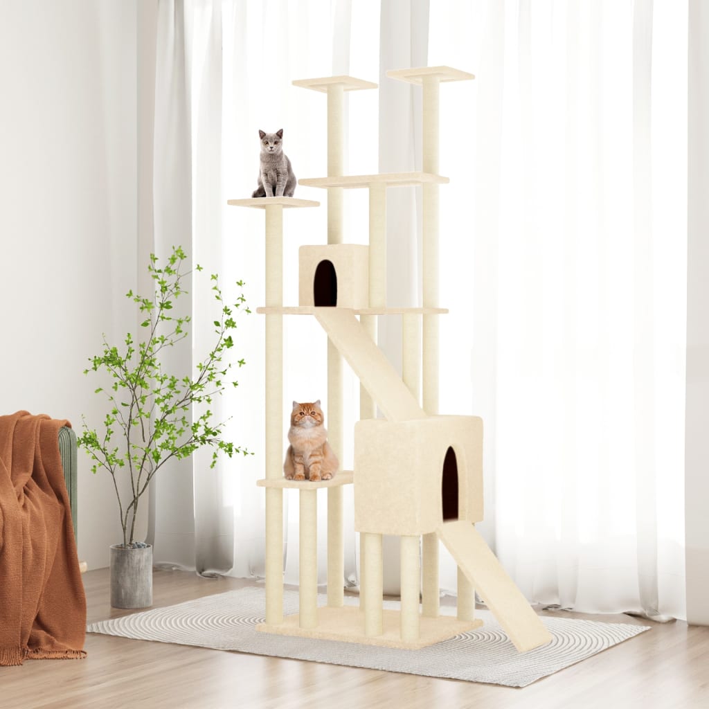 Cat Tree with Sisal Scratching Posts Cream 190 cm