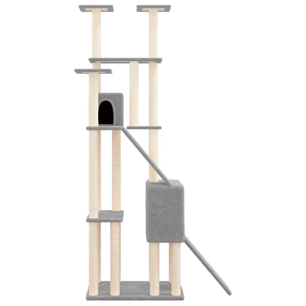 Cat Tree with Sisal Scratching Posts Light Grey 190 cm