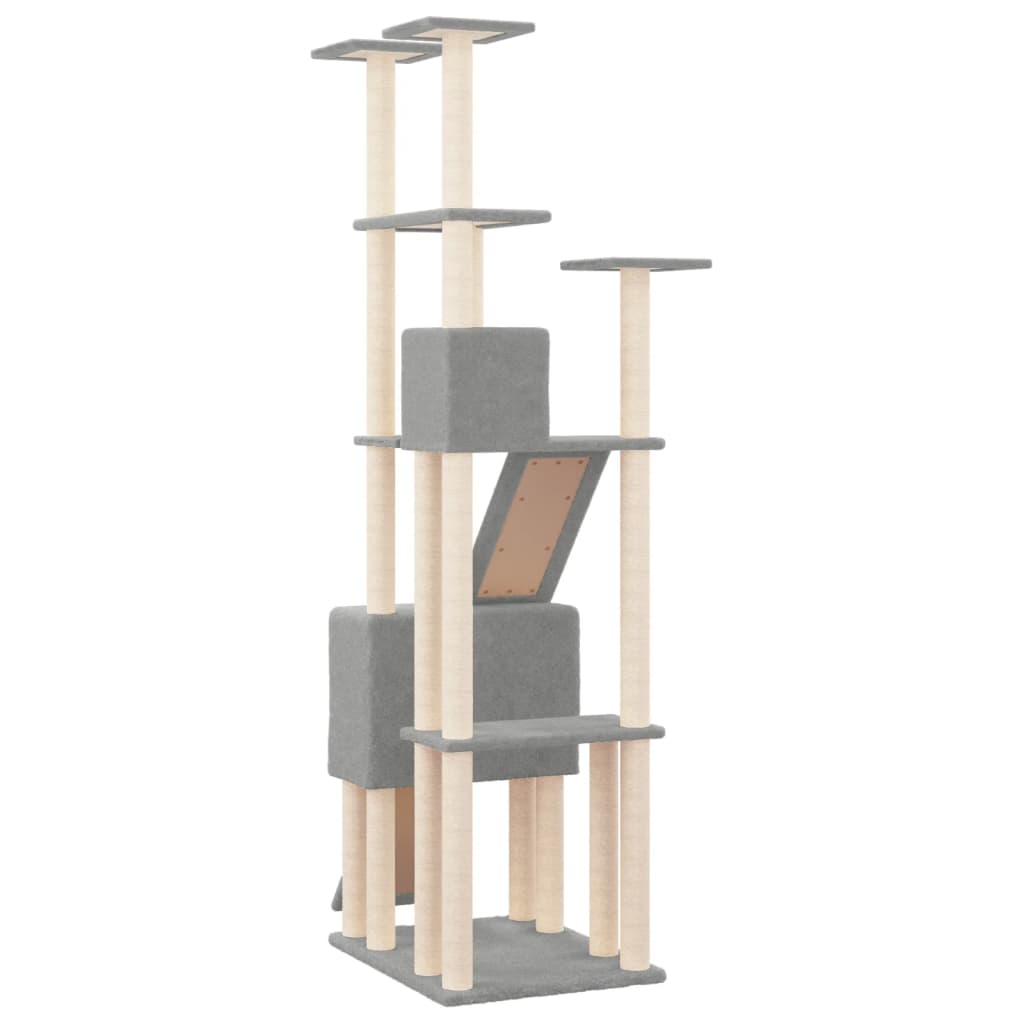 Cat Tree with Sisal Scratching Posts Light Grey 190 cm