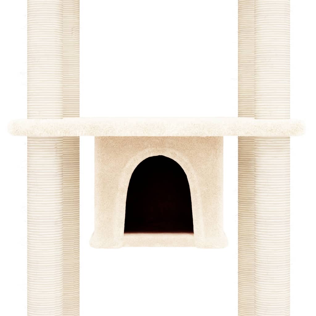 Cat Tree with Sisal Scratching Posts Cream 169 cm