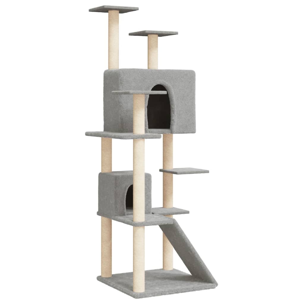 Cat Tree with Sisal Scratching Posts Light Grey 153 cm