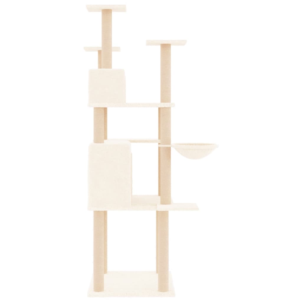 Cat Tree with Sisal Scratching Posts Cream 166 cm