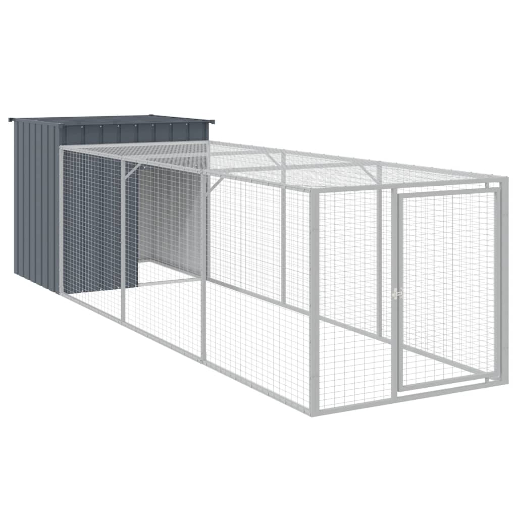 Chicken Cage with Run Anthracite 110x405x110 cm Galvanised Steel