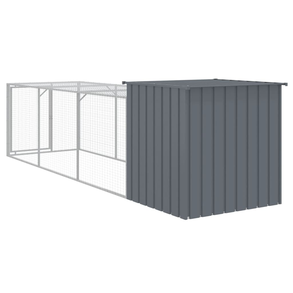 Chicken Cage with Run Anthracite 110x405x110 cm Galvanised Steel