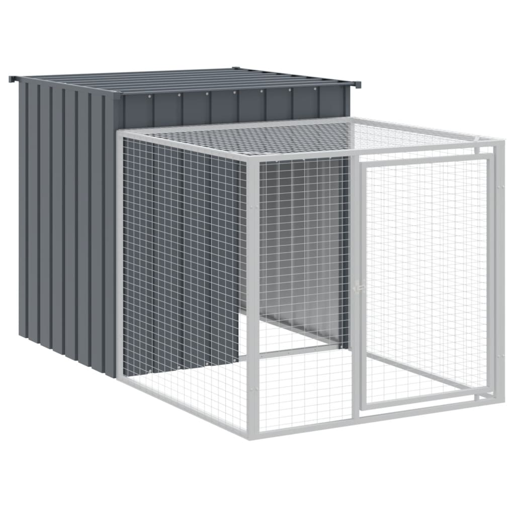 Chicken Cage with Run Anthracite 110x609x110 cm Galvanised Steel