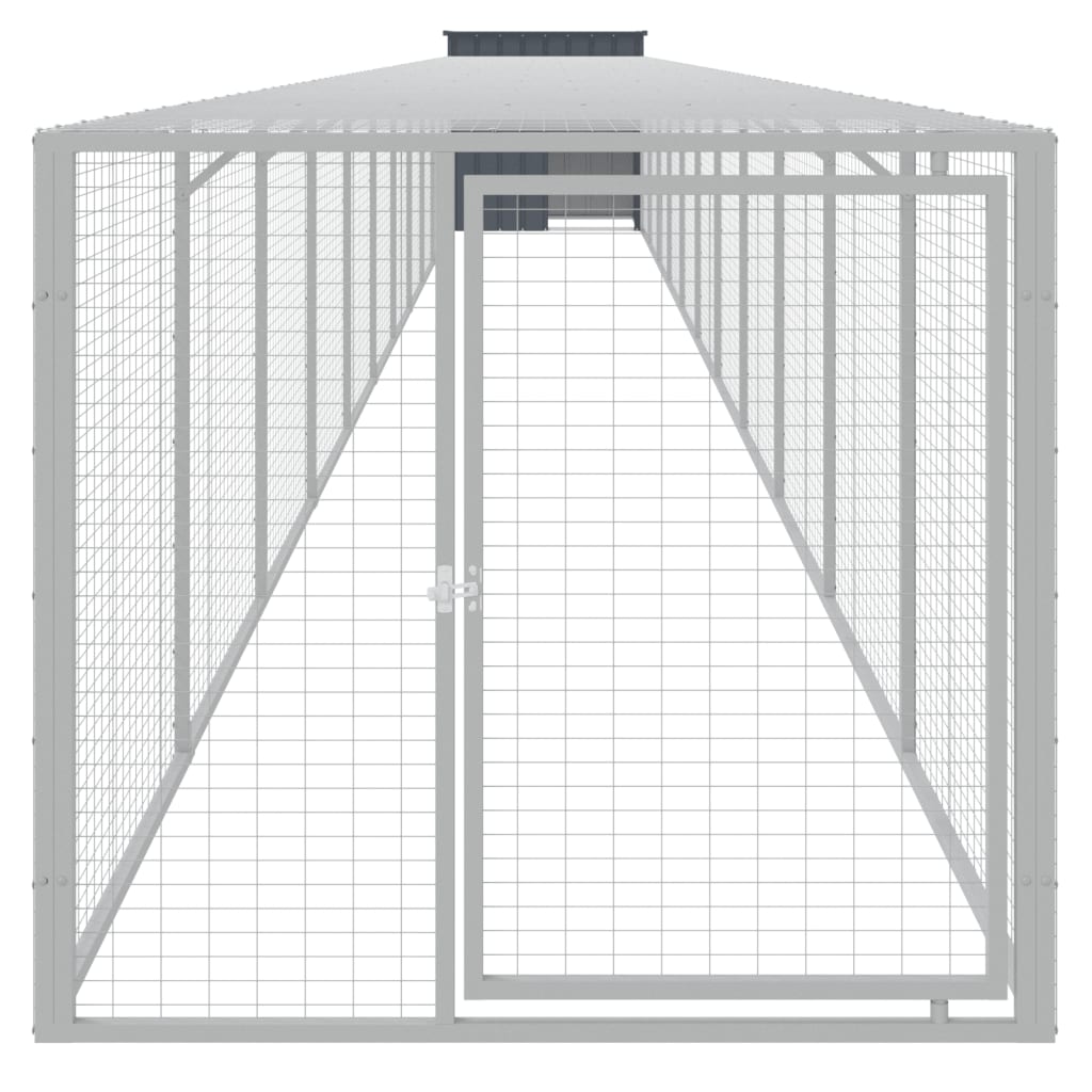 Chicken Cage with Run Anthracite 110x1221x110 cm Galvanised Steel