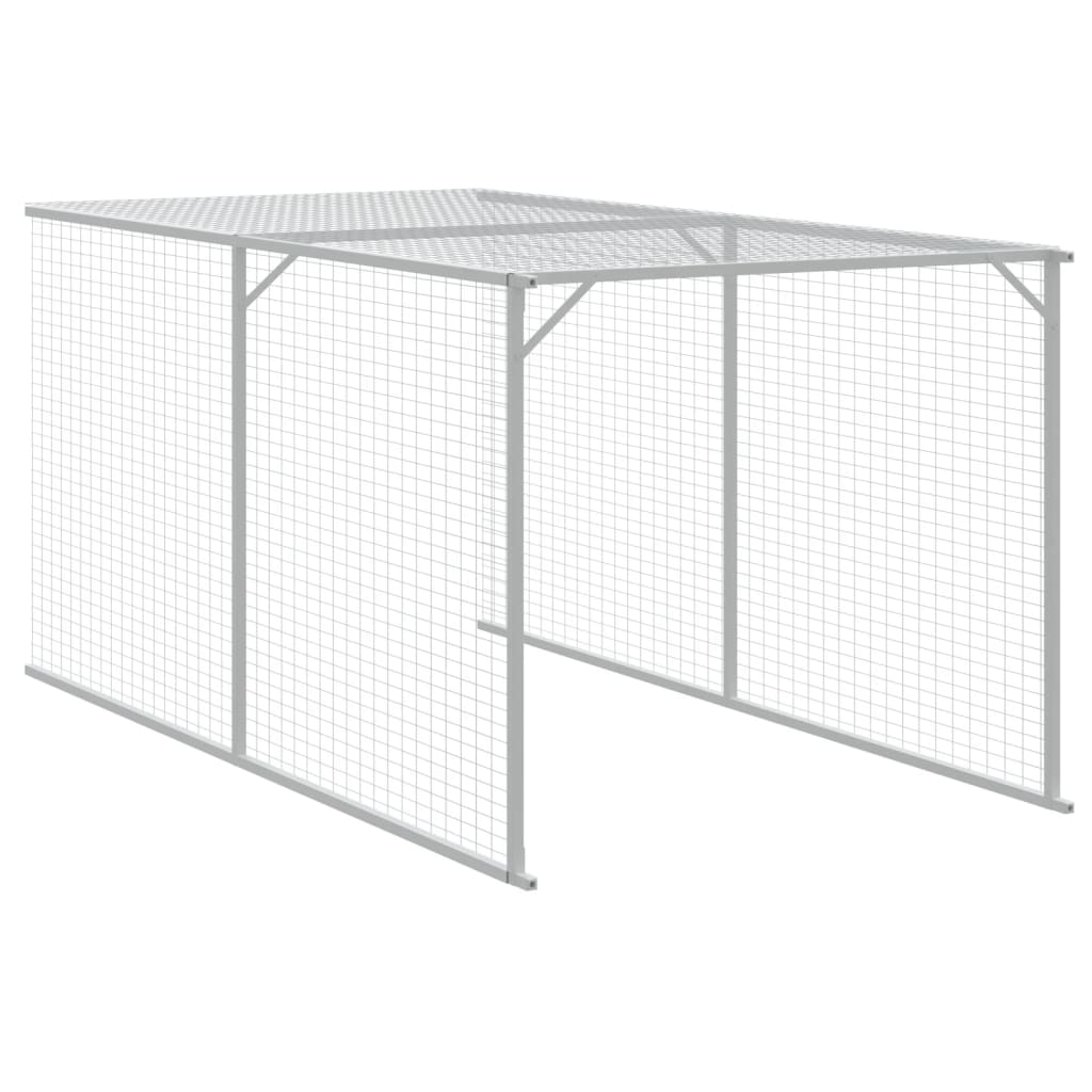 Chicken Cage with Run Light Grey 110x609x110 cm Galvanised Steel