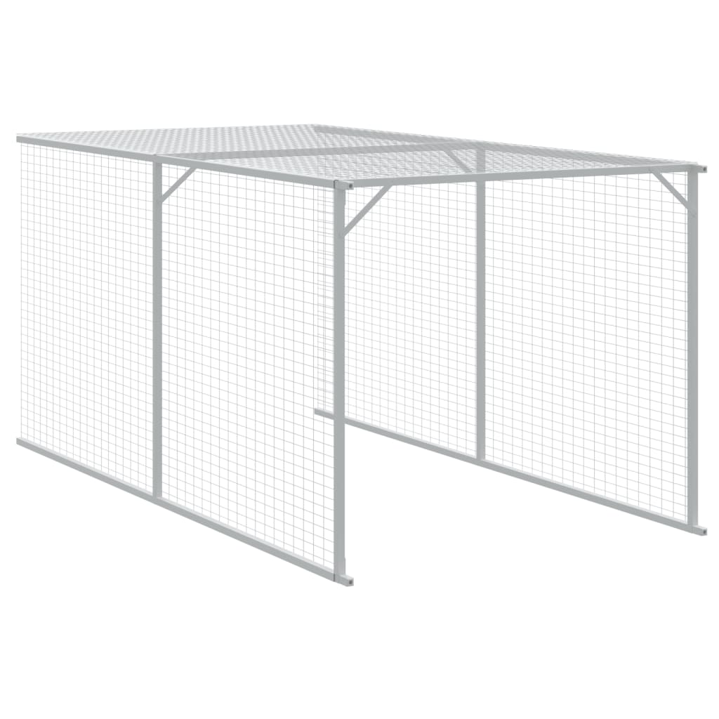 Chicken Cage with Run Light Grey 110x813x110 cm Galvanised Steel