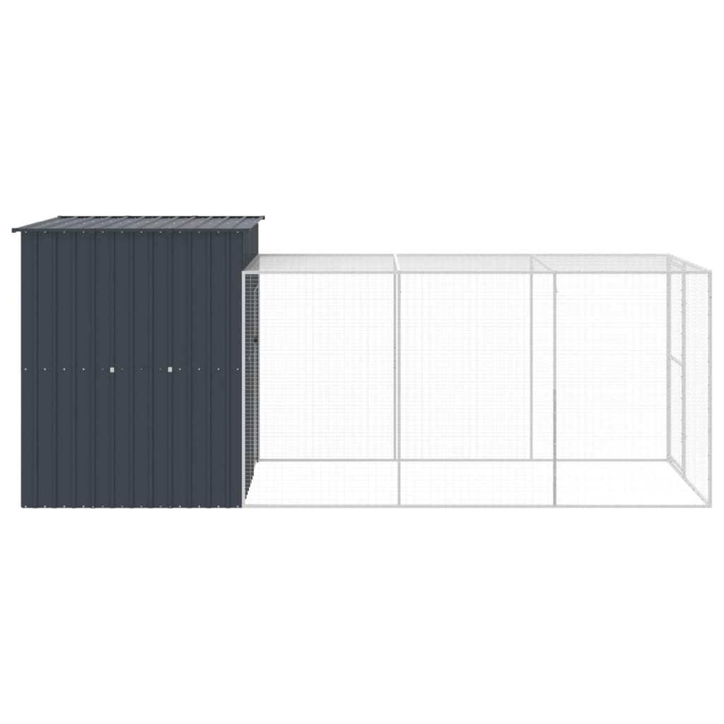 Chicken Cage with Run Anthracite 165x455x181 cm Galvanised Steel