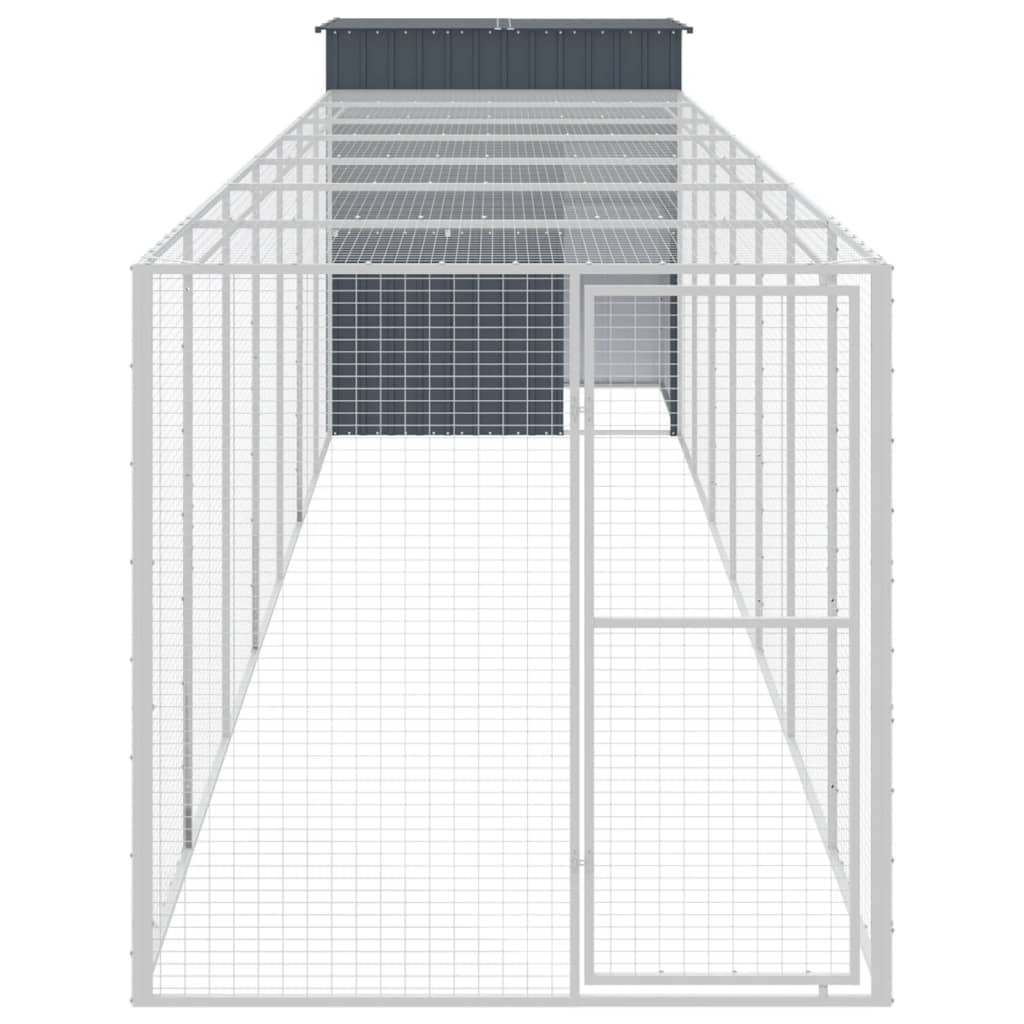 Chicken Cage with Run Anthracite 165x863x181 cm Galvanised Steel