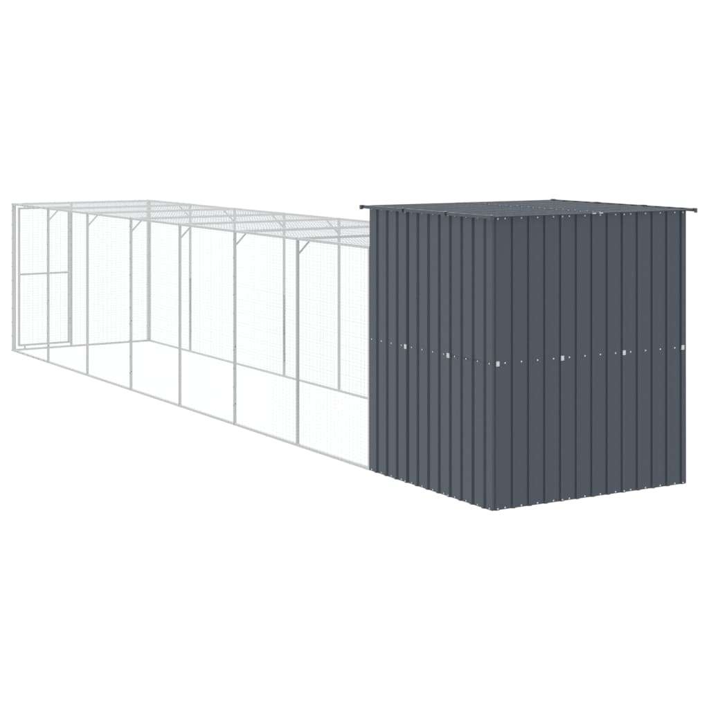 Chicken Cage with Run Anthracite 165x863x181 cm Galvanised Steel