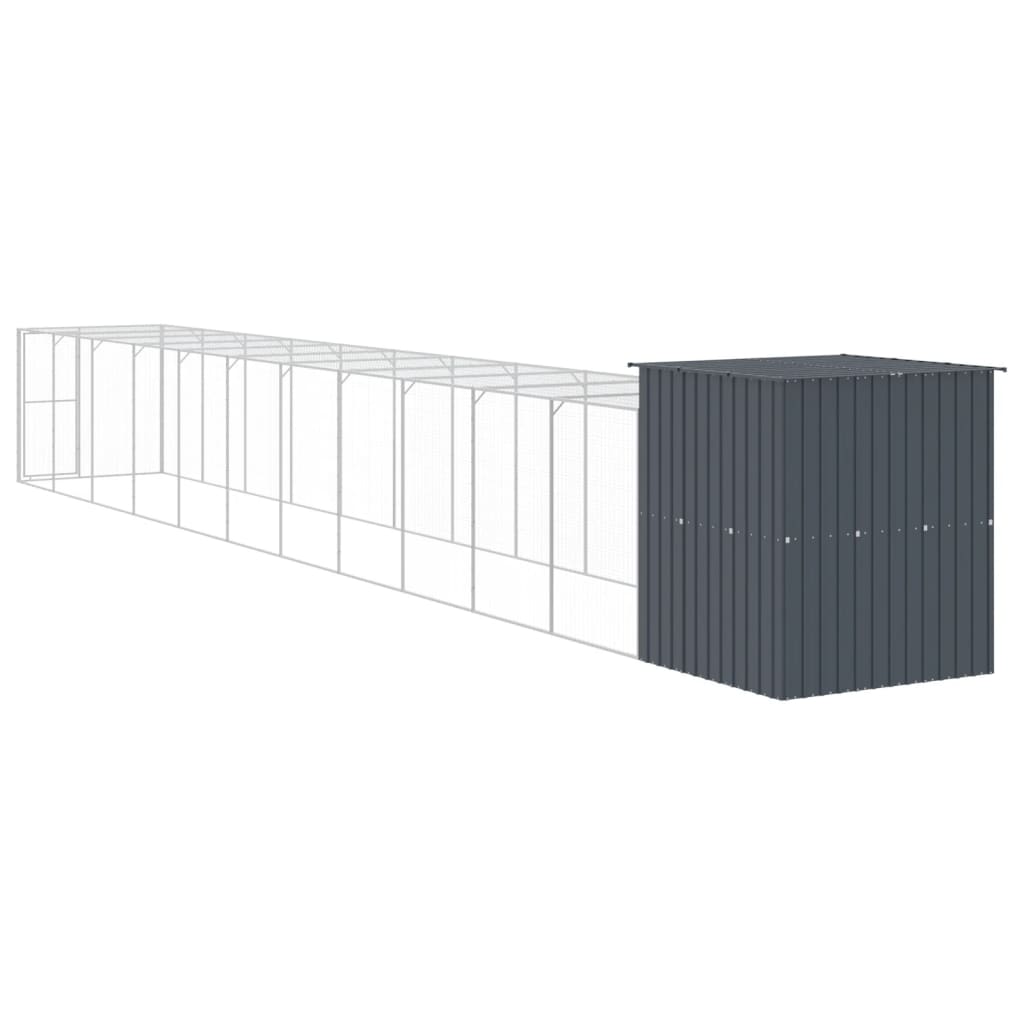 Chicken Cage with Run Anthracite 165x1271x181 cm Galvanised Steel