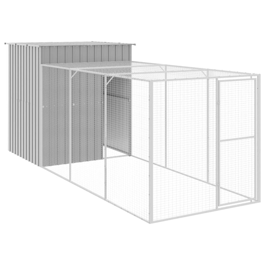 Chicken Cage with Run Light Grey 165x455x181 cm Galvanised Steel