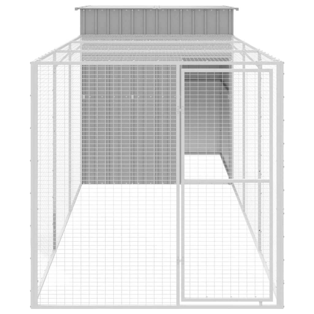 Chicken Cage with Run Light Grey 165x455x181 cm Galvanised Steel