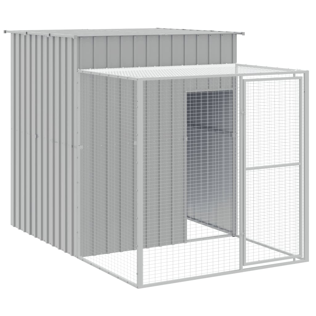 Chicken Cage with Run Light Grey 165x455x181 cm Galvanised Steel