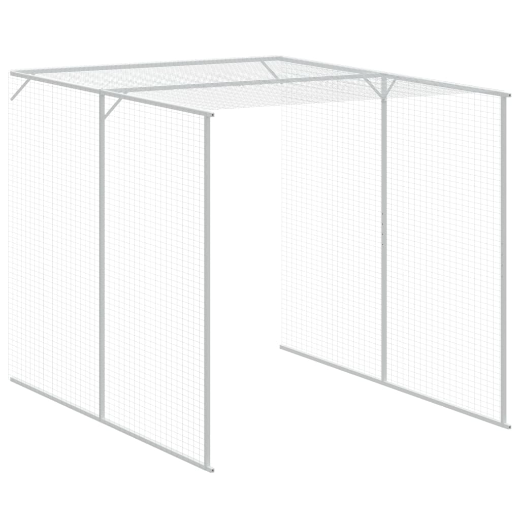 Chicken Cage with Run Light Grey 165x455x181 cm Galvanised Steel