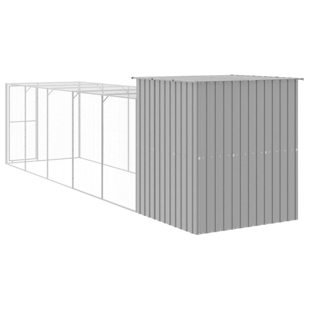 Chicken Cage with Run Light Grey 165x659x181 cm Galvanised Steel