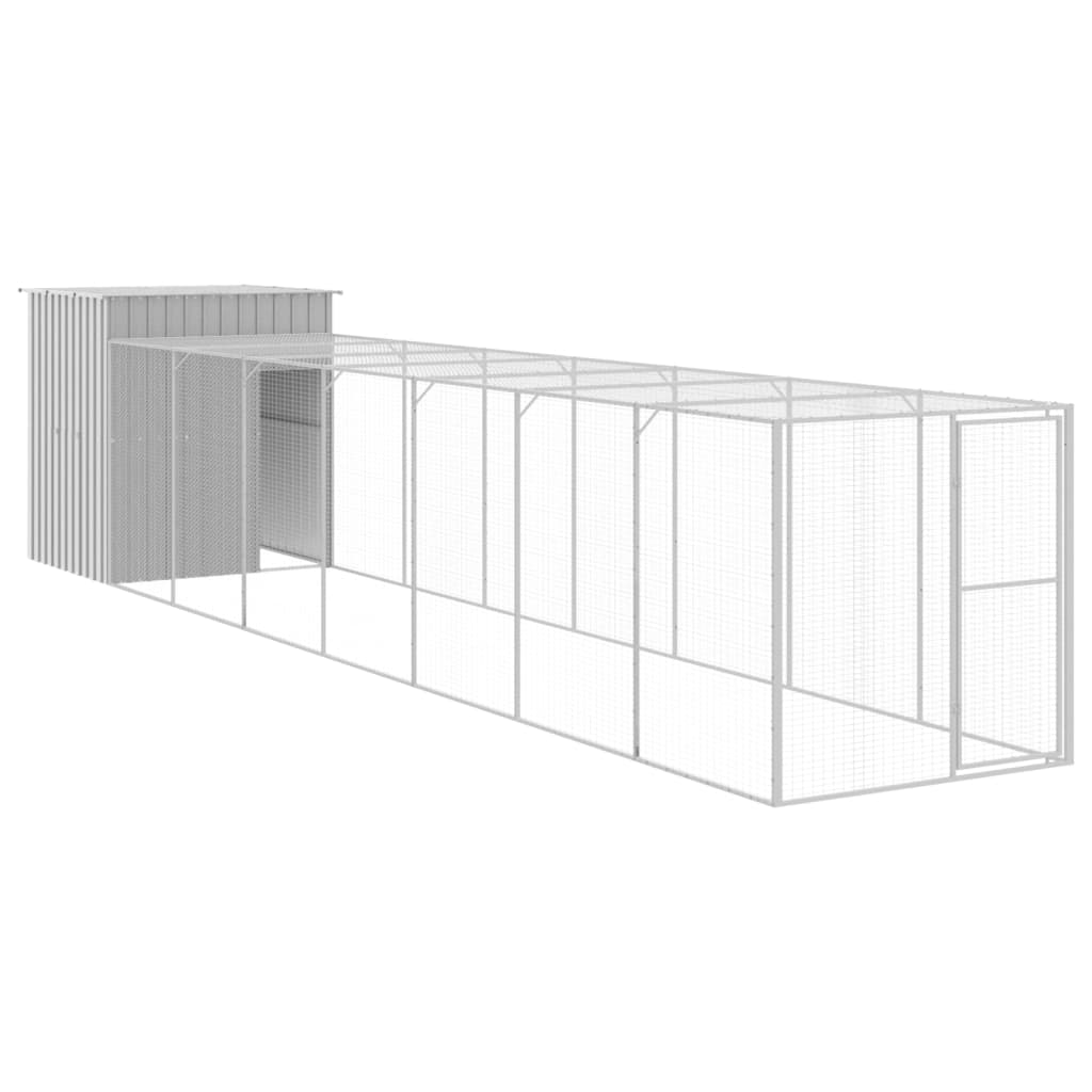 Chicken Cage with Run Light Grey 165x863x181 cm Galvanised Steel