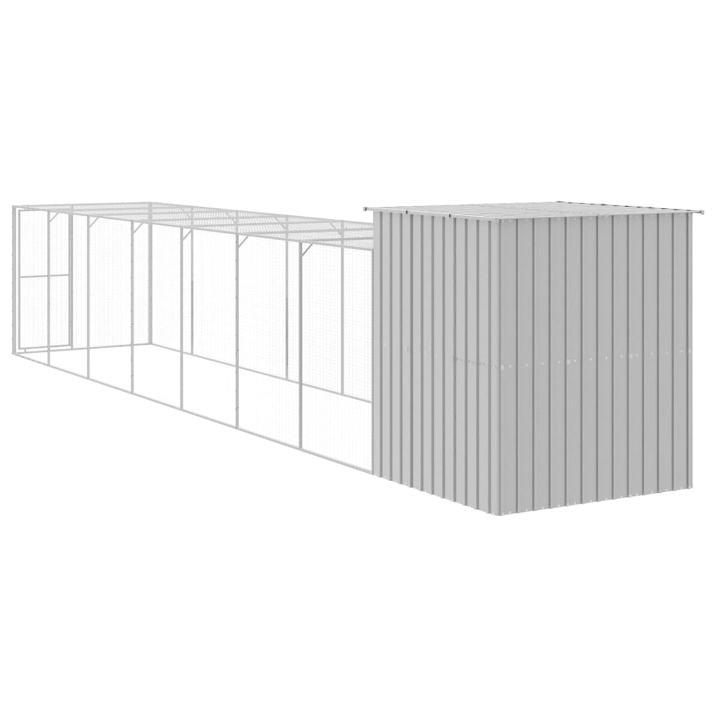 Chicken Cage with Run Light Grey 165x863x181 cm Galvanised Steel