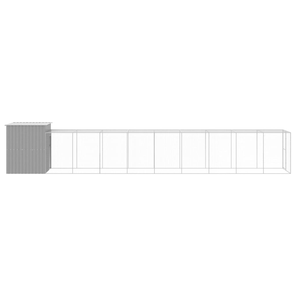 Chicken Cage with Run Light Grey 165x1067x181 cm Galvanised Steel