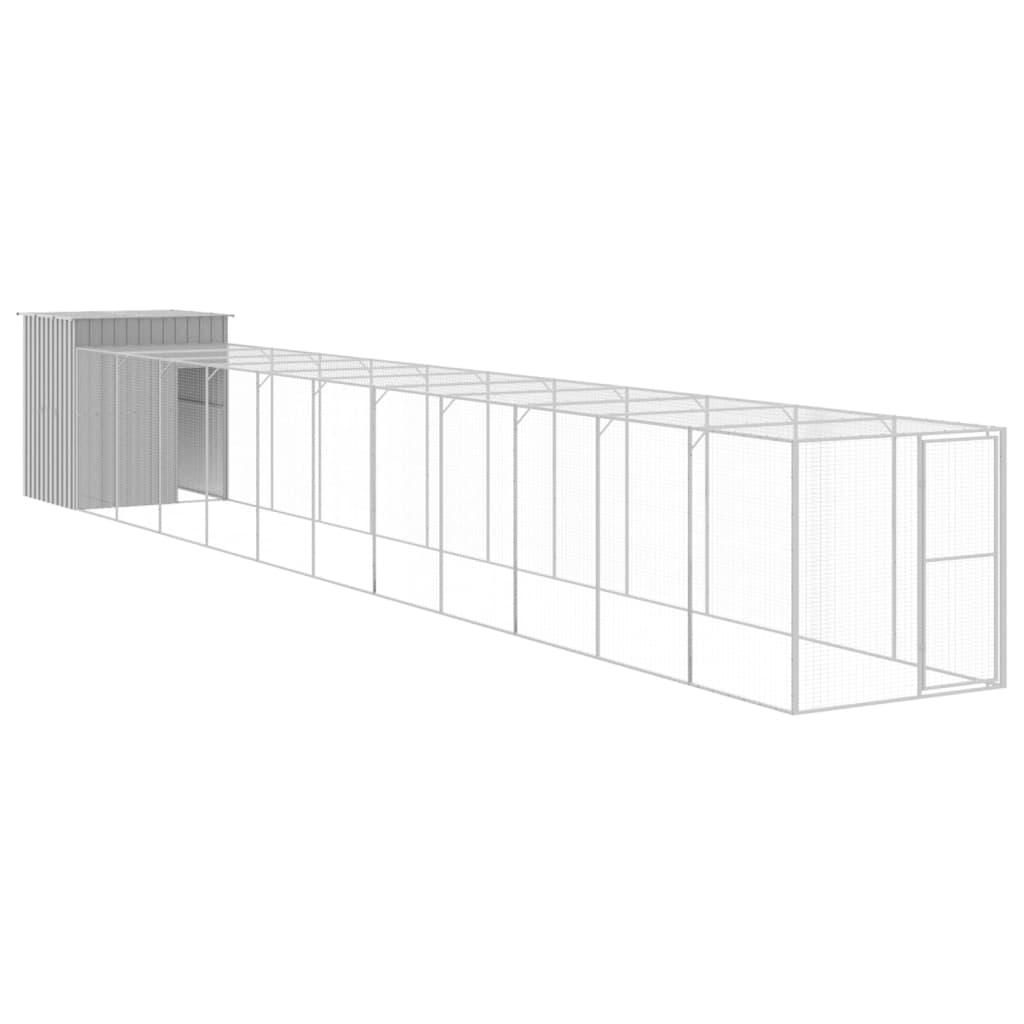 Chicken Cage with Run Light Grey 165x1271x181 cm Galvanised Steel