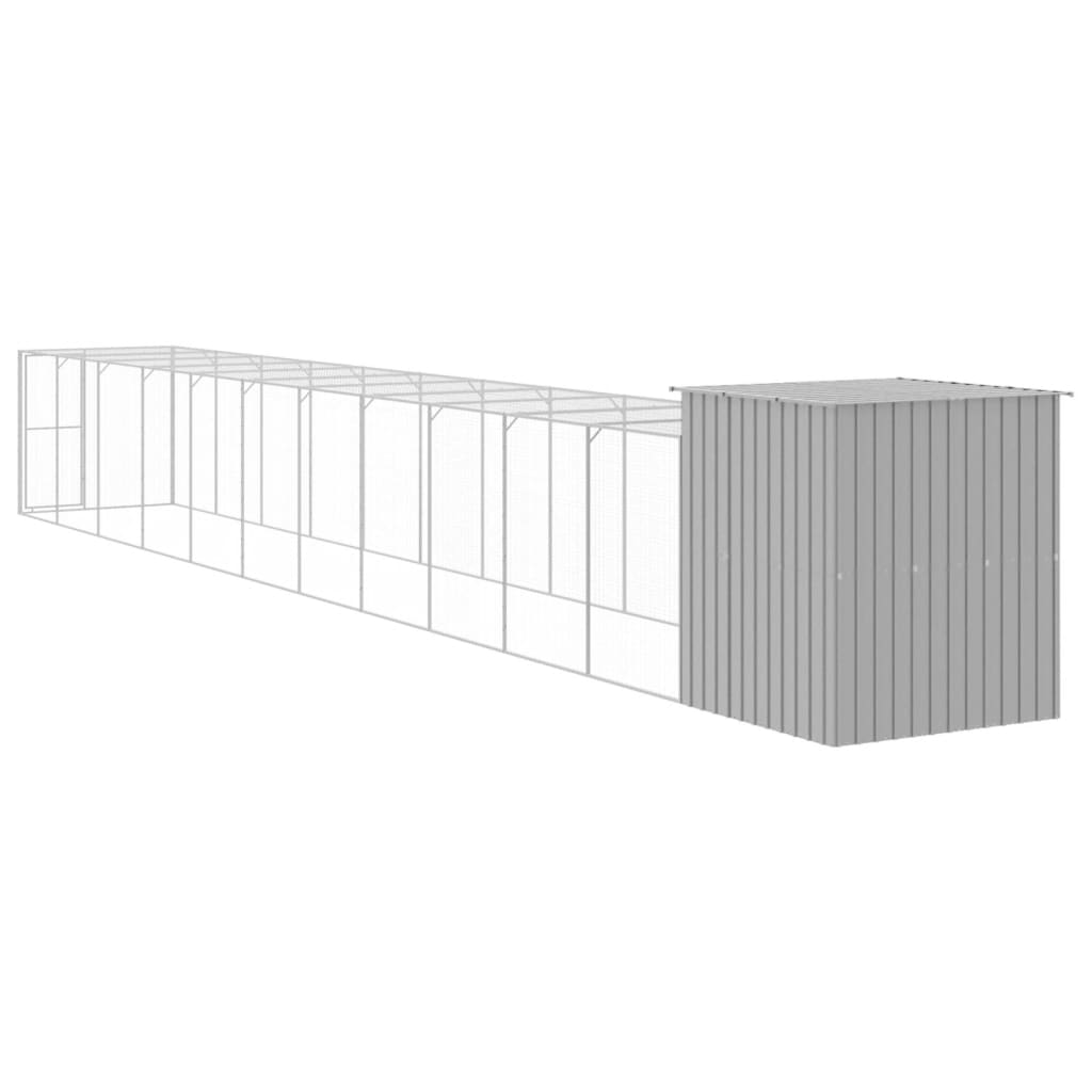 Chicken Cage with Run Light Grey 165x1271x181 cm Galvanised Steel